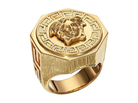 versace swarovski greca and medusa charm ring in gold|Versace Medusa Ring .